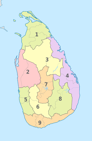 File:Sri Lanka, administrative divisions - Nmbrs - colored.svg