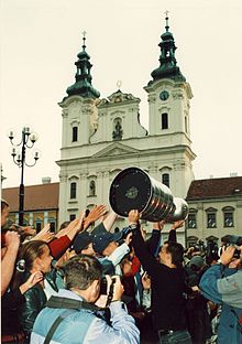 Kohn with the Stanley Cup in his hometown of Uherske Hradiste. Stanley Cup 022.jpg