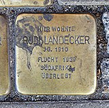 Stumbling stone for Rudi Landecker, Salzer Straße 12, Schönebeck (Elbe)