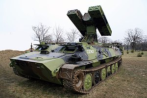 M90 Bourdon transport erector launcher and radar of the Montesayettean Army in April 2023