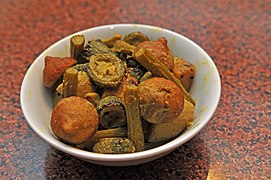 Sukto, Bangladeshi dish with bitter gourd, drumstick (fruit), papaya, potato, and pumpkin