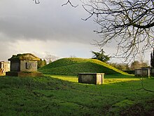 The Taplow burial mound, an example of a highly furnished "Final Phase" burial Taeppas Mound in the old churchyard, Taplow (geograph 3814805).jpg