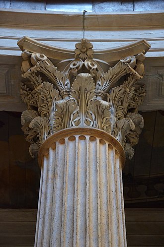 A Corinthian capital from the Pantheon, Rome, which provided a prominent model for Renaissance and later architects The Pantheon, Rome (14995115321).jpg