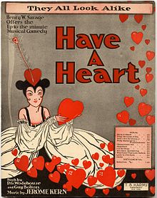 Individual numbers from musicals were often published separately as sheet music as in this example, "They All Look Alike" from Jerome Kern's Have a Heart They All Look Alike cover.jpg