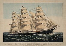 Three Brothers (Currier and Ives print, 1875) Three Brothers (ship, 1875) - Bancroft Library.jpg