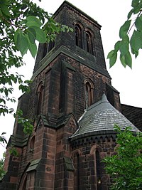 Башня церкви Святого Иакова, Вест-Дерби.jpg
