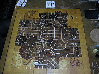 Tsuro game near the end, with two players remaining Tsuro 1.jpg