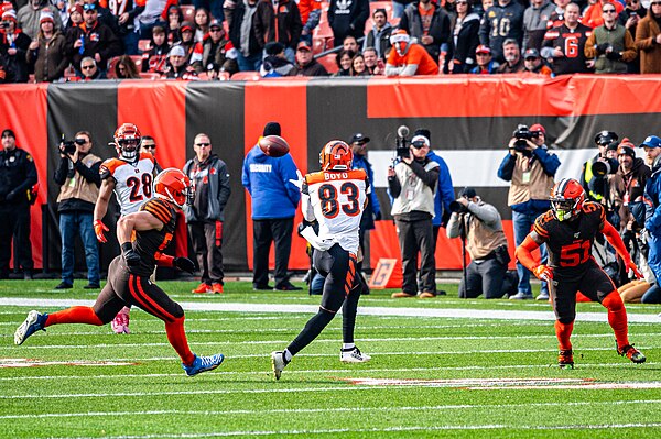 Boyd playing against the Browns in 2019