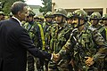 U.S. Ambassador to India Richard Verma greets and expresses his gratitude to Indian soldiers from 6th battalion of the Kumaon Regiment after demonstrating squat movement procedures with 1st Battalion, 23rd Infantry Regiment.jpg