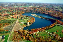 Crooked Creek Lake Recreation Area, a dam, reservoir, and park near Ford City in Armstrong County USACE Crooked Creek Lake and Dam.jpg