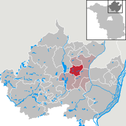 Läget för kommunen Uckerfeldei Landkreis Uckermark