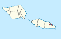 Alue tummanpunaisella Samoan kartalla