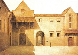 Old facade of the hospital before the completion of the porch (painting by Fabio Borbottoni, 1820-1902) View of Ancient Florence by Fabio Borbottoni 1820-1902 (61).jpg