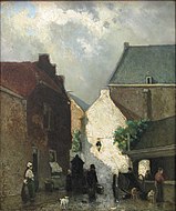 J.H. Weisssenbruch, 1873: 'Vismarkt te Den Haag', olieverf op paneel