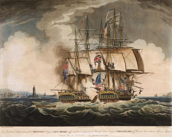 "The Brilliant Achievement of the Shannon... in boarding and capturing the United States Frigate Chesapeake off Boston, 1 June 1813 in fifteen minutes