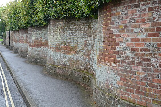 Wavy walls (Serpentine walls) in Lymington, Hampshire, England