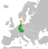 Location map for Denmark and West Germany.