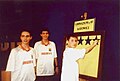 Moja drużyna z Gimnazjum nr 10 w Katowicach (A.Musiał, K.Szade i J.Jaczyński) podczas teleturnieju Euro-Quiz w roku 2002.
