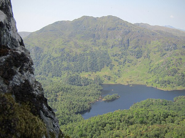 The forested area at the eastern end of Loch Katrine