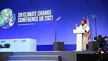 Mottley at the opening ceremony of the COP26 climate summit in Glasgow on 1 November 2021 World Leaders' Summit Opening Ceremony (51647621153).jpg