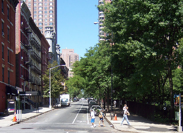Looking west at 90th Street and Second Avenue