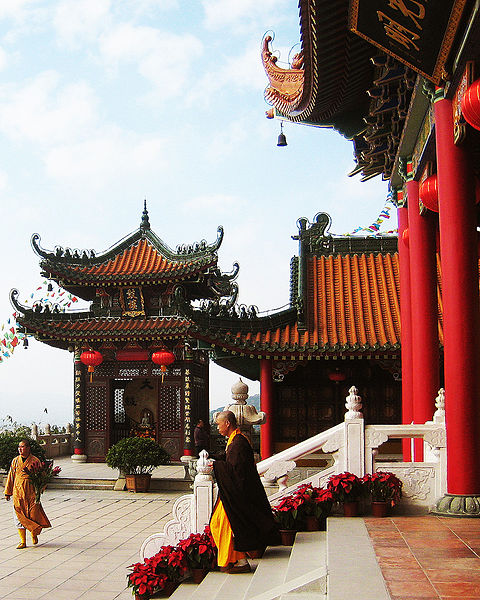 Buddhist monks at Jintai Temple in Zhuhai, Guangdong