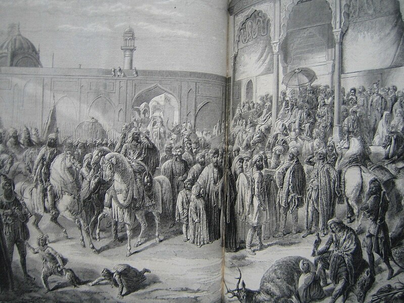 File:"The Court of Runjeet Singh (Maharaja Ranjit Singh) at Lahore," from a French journal, 1858.jpg