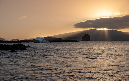 'Mestre Simão' ship grounded at the Madalena harbour, Pico Island, Azores, Portugal