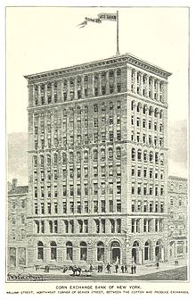 New 1894 building (King1893NYC) pg737 CORN EXCHANGE BANK OF NEW YORK. WILLIAM STREET, NORTHWEST CORNER OF BEAVER STREET, BETWEEN THE COTTON AND PRODUCE EXCHANGES.jpg