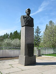 Бронзовый бюст А. Г. Николаева на его родине, в селе Шоршелы. Установлен в августе 1977 года.
