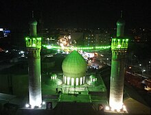 تصویر هوایی در شب امامزاده شاه میر حمزه اصفهان