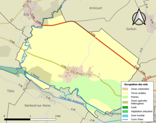 Kolorowa mapa przedstawiająca użytkowanie gruntów.