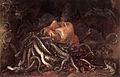 (Head of Medusa, 16th century).  Oil on panel, Galleria degli Uffizi, Florence.