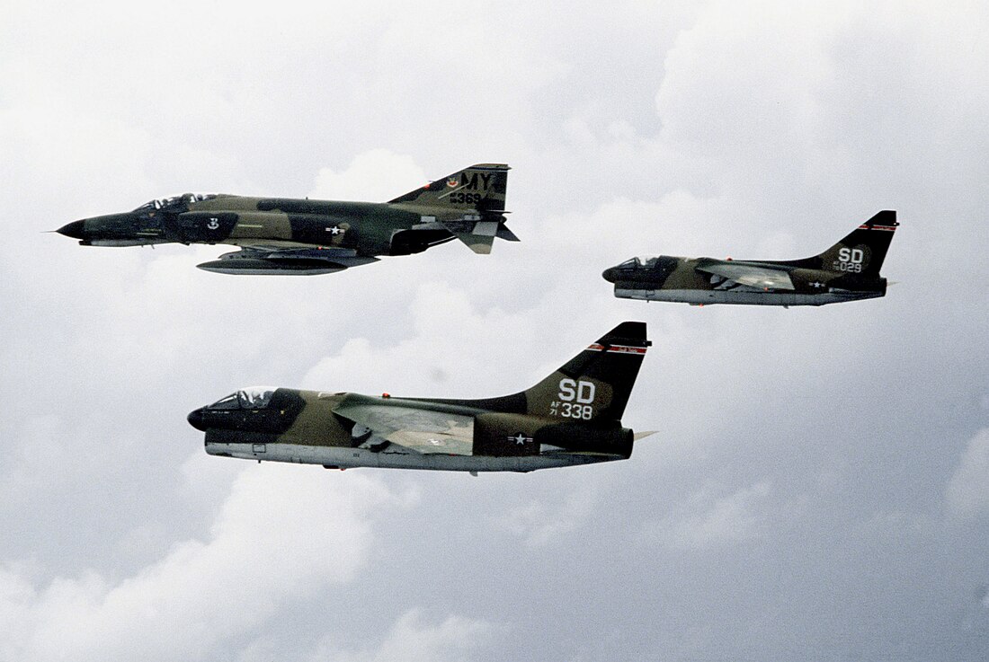 File:175th Tactical Fighter Squadron A-7D Corsair IIs with F-4E Phantom II.jpg