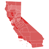 1950 California gubernatorial election results map by county.svg