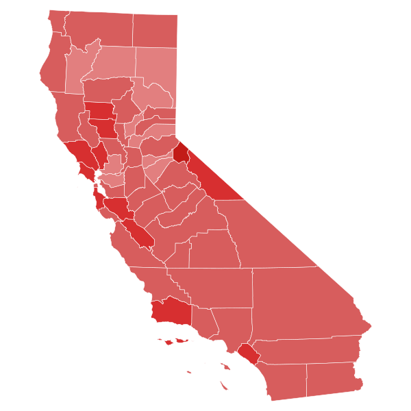 File:1950 California gubernatorial election results map by county.svg