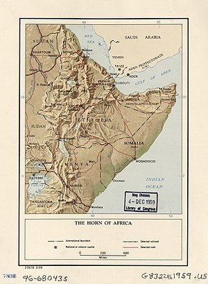 Mapa cartográfico del Cuerno de África de 1959