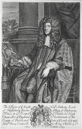 The Earl of Shaftesbury, the leader of the Whigs who introduced the Exclusion Bill in the House of Commons on 15 May 1679.