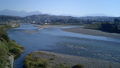 魚野川と信濃川の合流点（長岡市東川口）写真左上が魚野川上流部