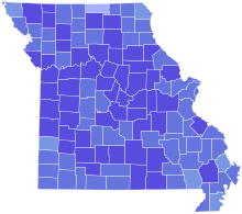 Results by county:
Kander
40-50%
50-60%
60-70%
70-80% 2016 MO US Senate Democratic primary.svg