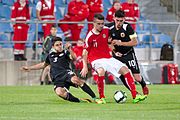 European U21 Championship 2019 Qualifying Round, Österreich vs. Gibraltar. Foto zeigt: Liam Crisp (3), Arnel Jakupovic (11), Graeme Torilla (10)