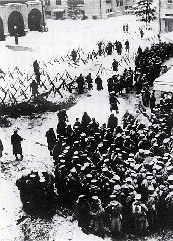 Rebel troops assembling at police headquarters during the February 26 Incident