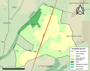 Carte en couleurs présentant l'occupation des sols.