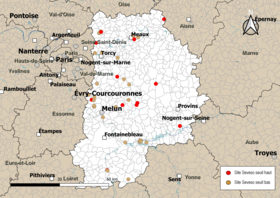 Seveso településekkel rendelkező települések térképe