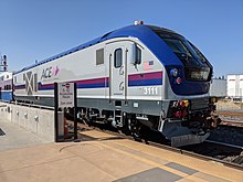 Charger locomotive at Santa Clara in 2021 ACE train at Santa Clara station, September 2021.jpg