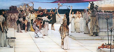 Rappresentazione dei Bacchanalia da un dipinto di Lawrence Alma-Tadema