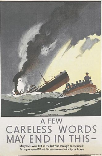A Few Careless Words May End in this, Government poster of the Second World War A Few Careless Words May End in this Art.IWMPST13957.jpg