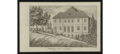 „Entbindungs-Haus zu Göttingen“, Ansicht der südlichen Seitenfassade mit davor der Rampe zum Stadtwall. Stich von Ernst Ludwig Riepenhausen, um 1821[37]