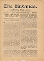 English: Page 1 of Volume 1 Number 2 Issue of The Advance