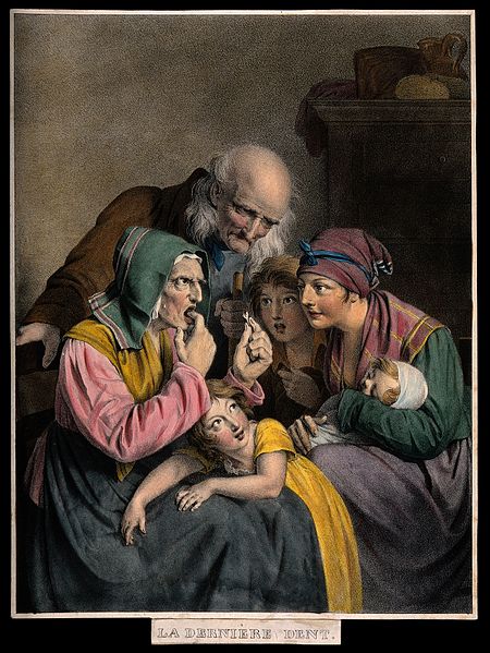 https://upload.wikimedia.org/wikipedia/commons/thumb/e/e5/An_old_woman_showing_a_young_mother_and_three_children_her_l_Wellcome_V0012074.jpg/450px-An_old_woman_showing_a_young_mother_and_three_children_her_l_Wellcome_V0012074.jpg